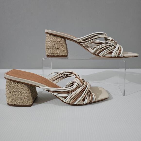 Andre Assous Kelsie Sandal Womens 9 Cream Tan Leather Jute Twist Slide Mule - Picture 3 of 14